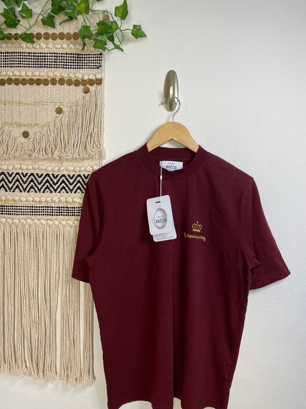 Our Lady Of Rocco “by appointment only”NWT Cotton Solid Burgundy T-shirt S